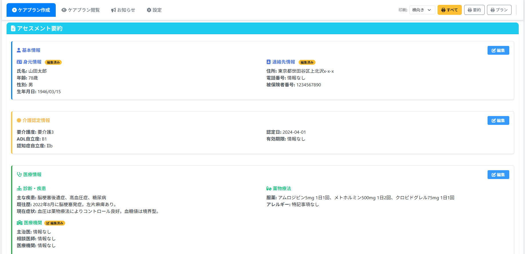 アセスメント要約